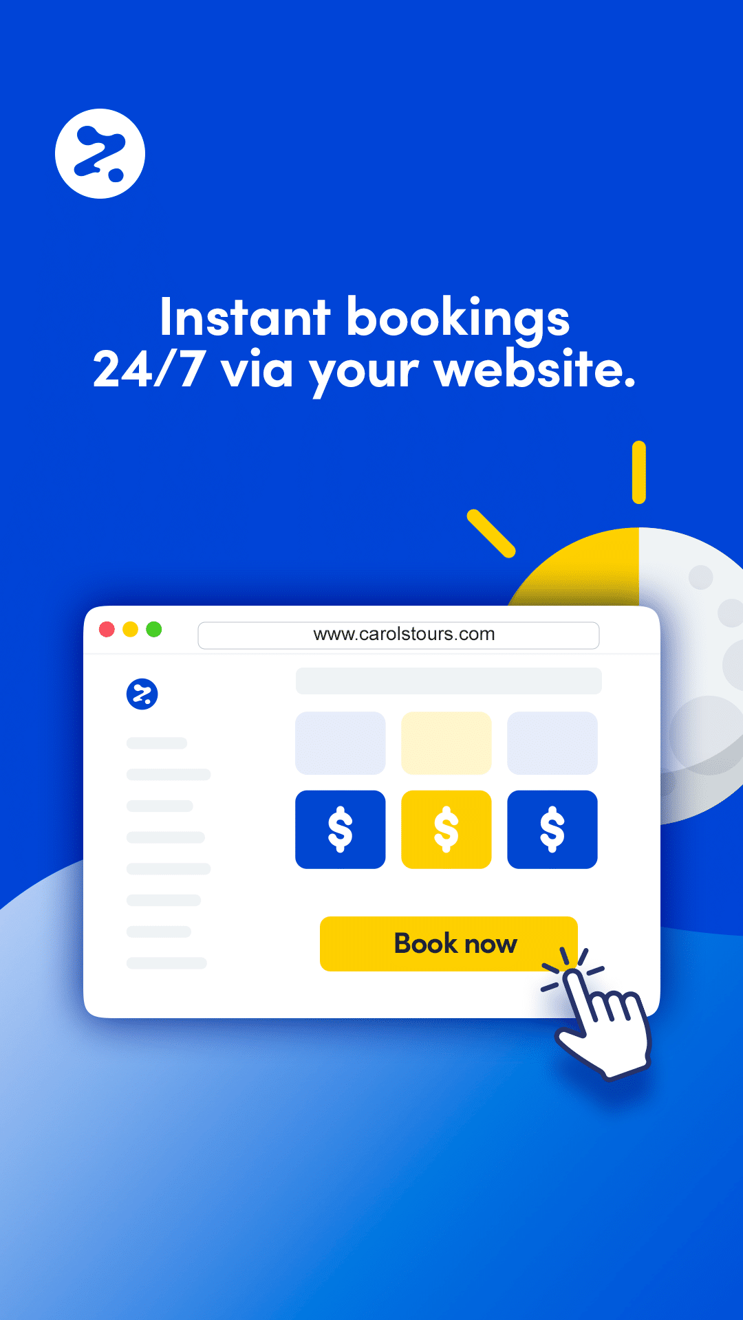 Instant bookings 24/7 via your website