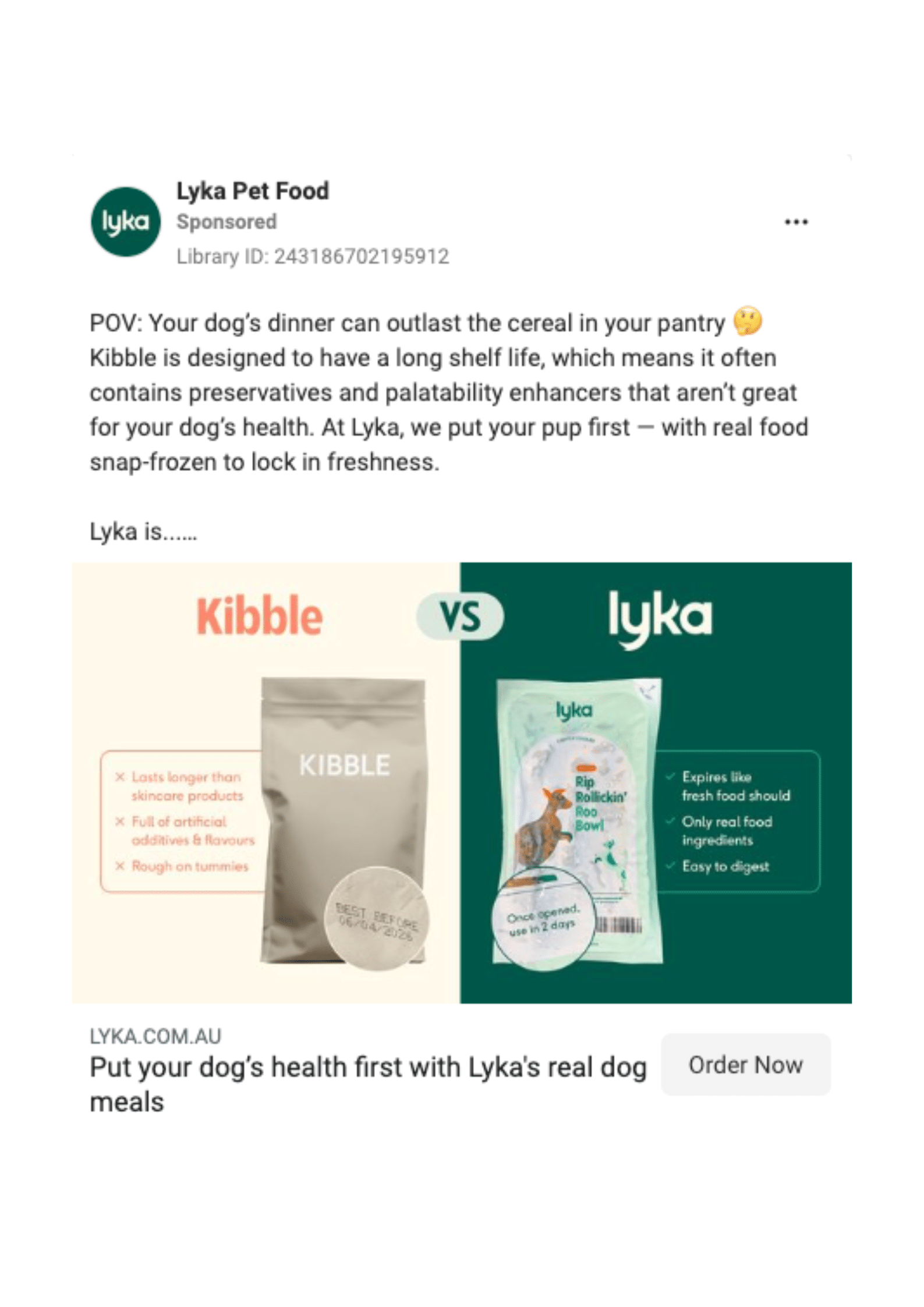 Ad for Lyke Pet Food