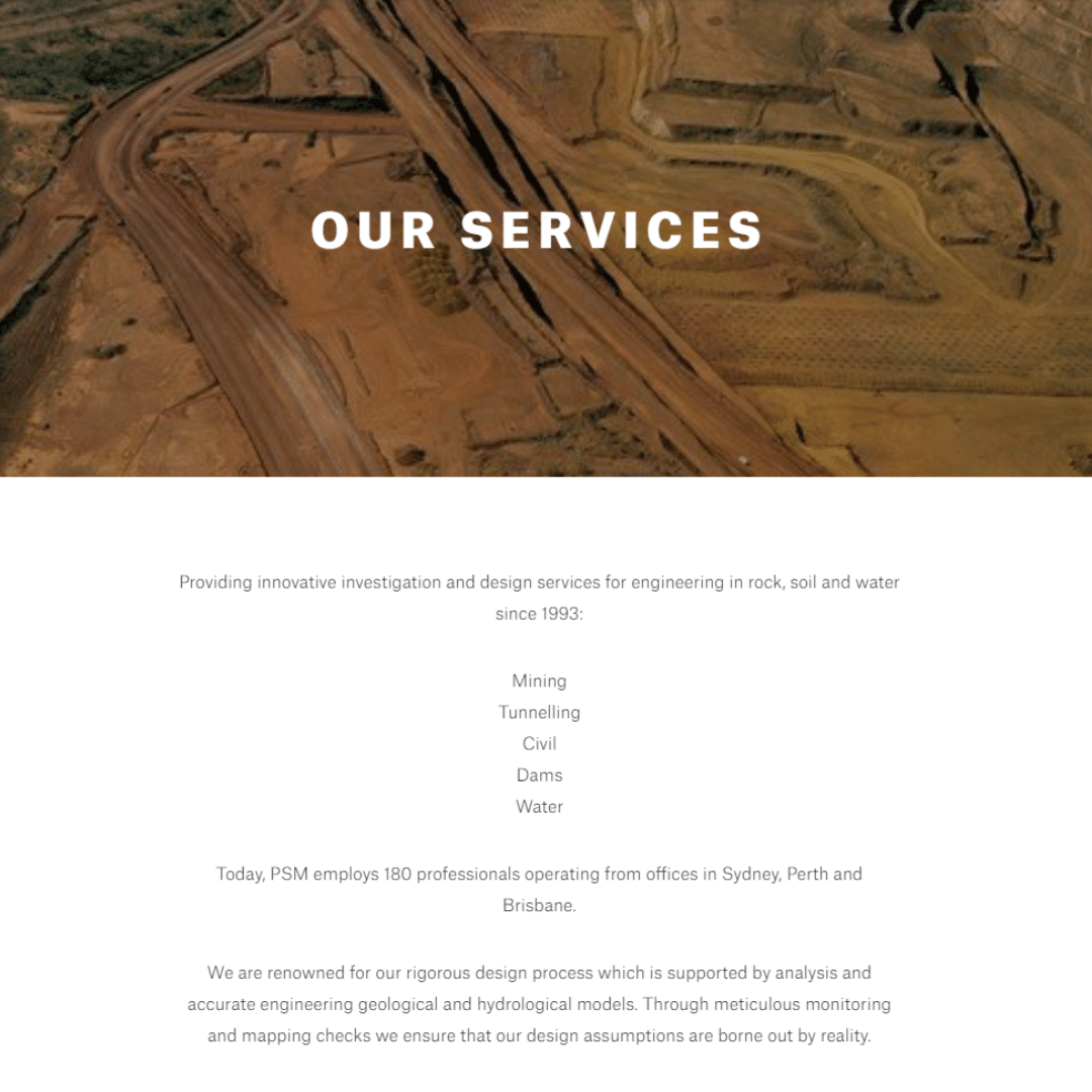 PSM webpage old design