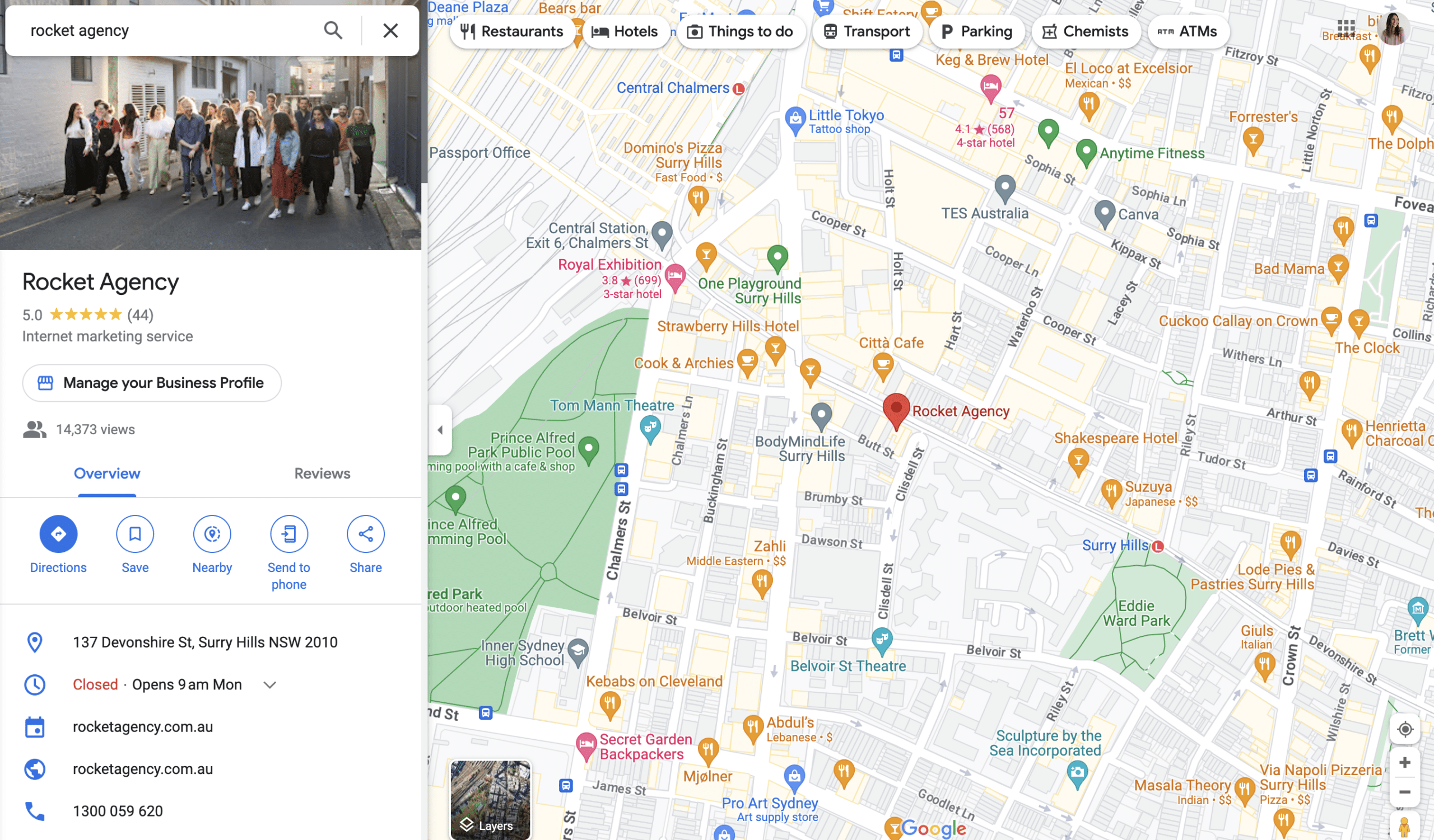 Rocket Agency Google Maps Listing