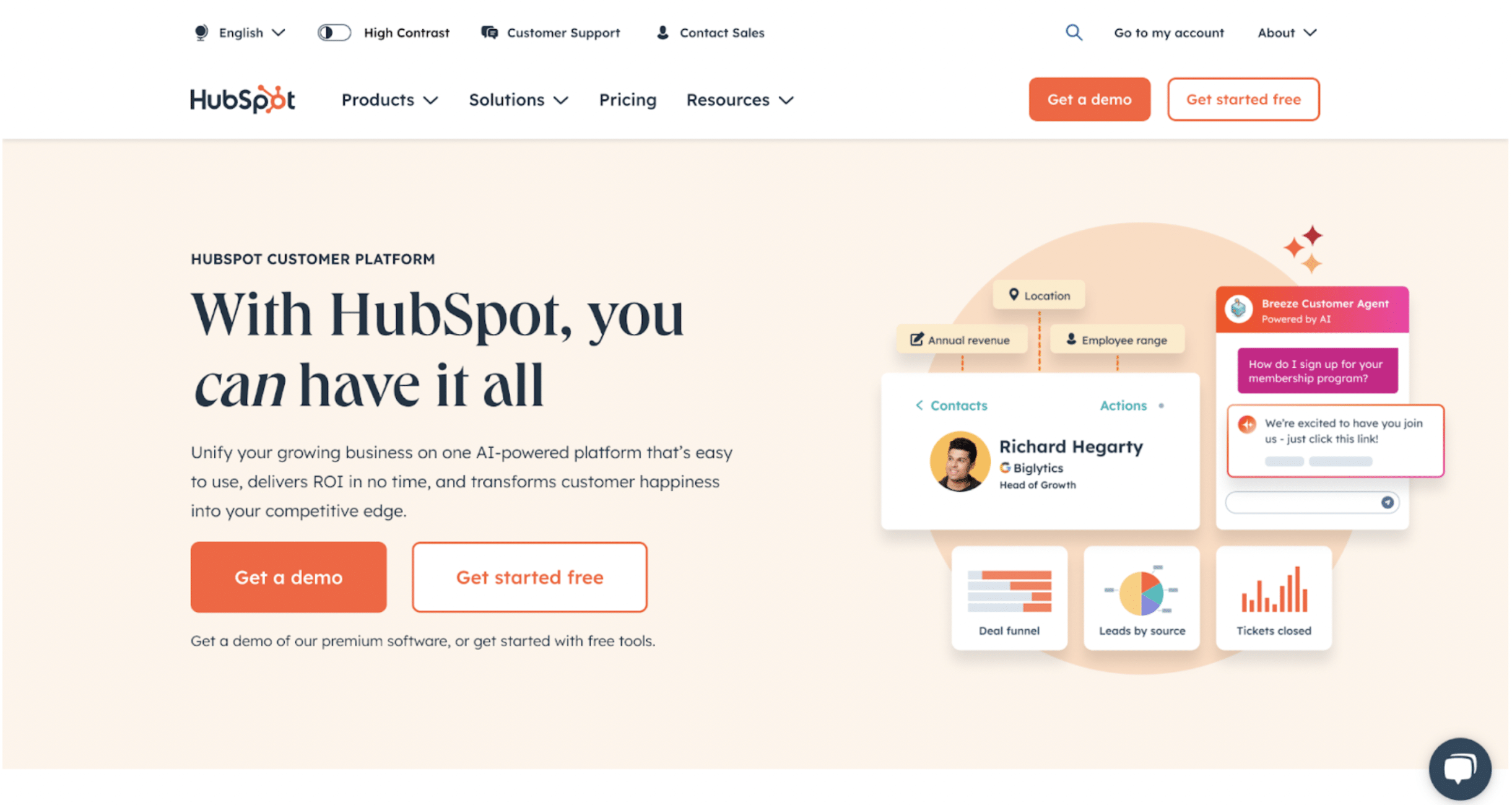 Hubspot landing page