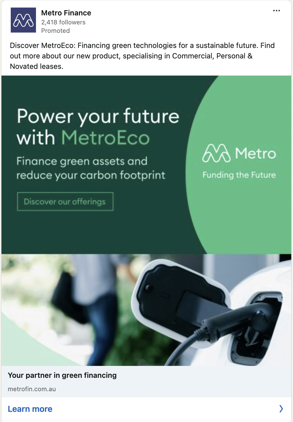 Metro finance ad creative